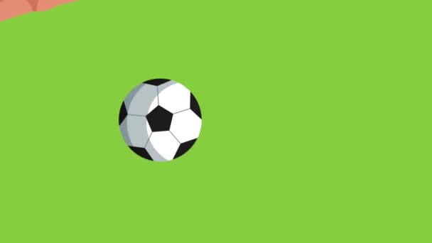 Pie patadas fútbol pelota animación — Vídeo de stock