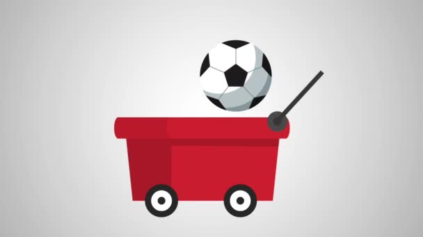 Cart with balloons sports animation — Stock Video
