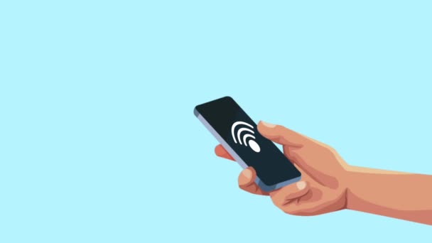 main smartphone utilisateur avec menu applications animation 