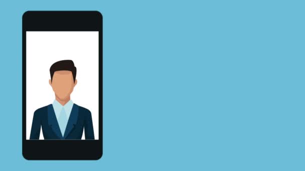 homme d'affaires utilisant l'animation smartphone 