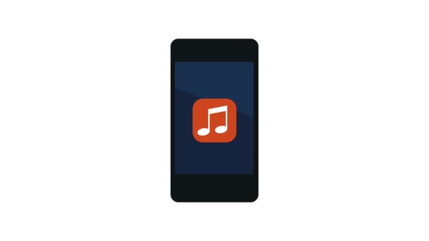 smartphone s hudební aplikace a deště poznámky animace