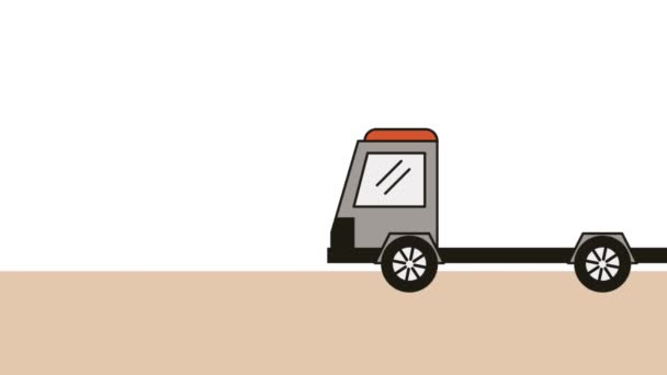 Konteyner teslim hizmeti animasyon ile kamyon — Stok video