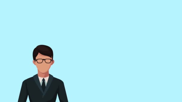 Grupo de hombres de negocios con animación avatares bulbo — Vídeo de stock