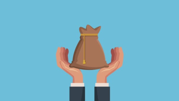 mains avec sac Bitcoin ecommerce animation 