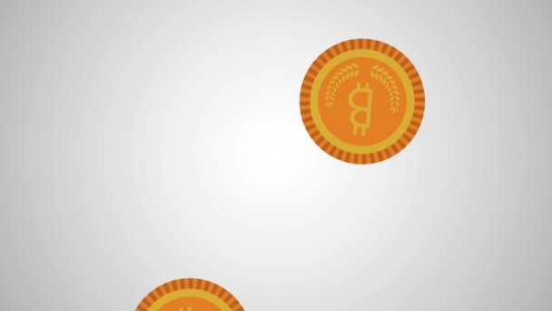 Bitcoins βροχή ecommerce κινούμενα σχέδια — Αρχείο Βίντεο