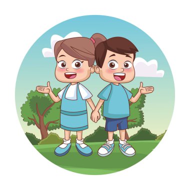 Parkta oynayan sevimli çocuklar