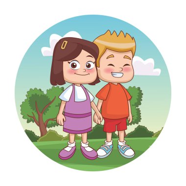 Parkta oynayan sevimli çocuklar