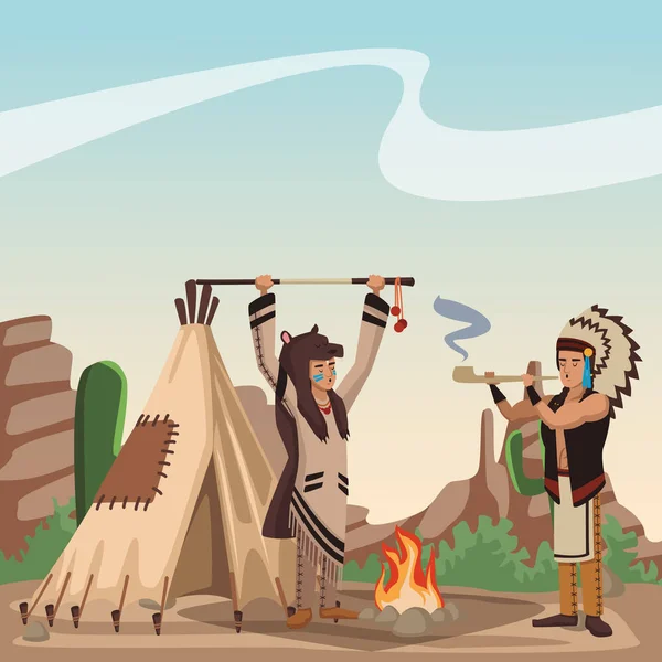 アメリカ ・ インディアン部族 — ストックベクタ