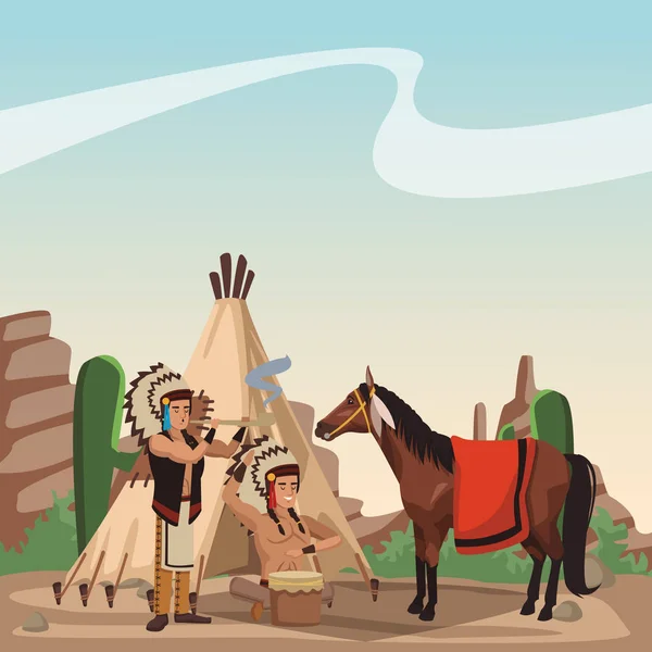 アメリカ ・ インディアン部族 — ストックベクタ