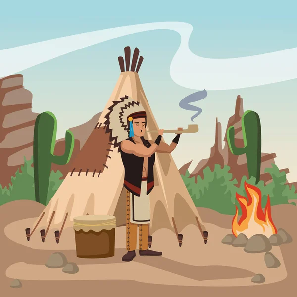 Люлька для паління американських індіанців — стоковий вектор