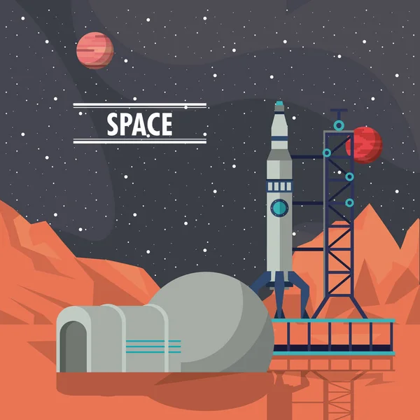 Marte aventura espacial — Vetor de Stock