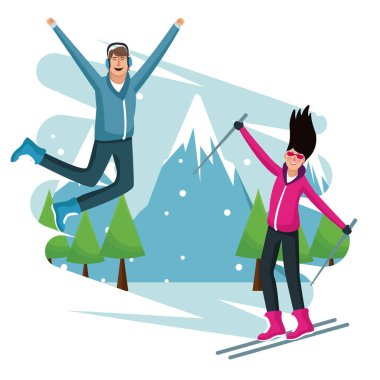 İnsanlar kış mutlu