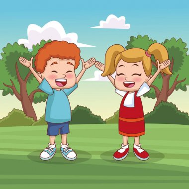 Parkta oynayan sevimli çocuklar