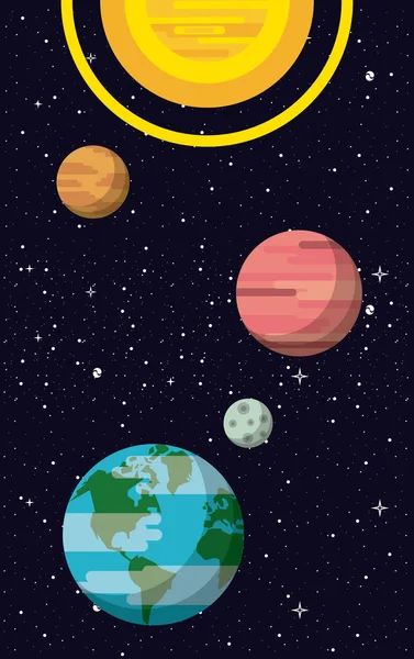 Milky way planets — Stock Vector