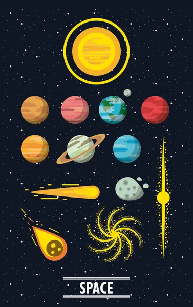 Milky way planets — Stock Vector