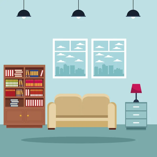 Home Sala de estar Interior —  Vetores de Stock
