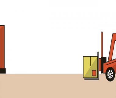 Forklift ve kamyon teslimat hizmeti animasyon