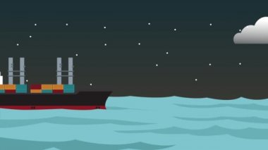 Yük gemisi gemi gezinme Hd animasyon