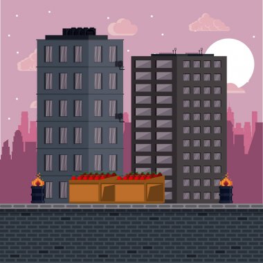 Pixelated kentsel videogame sahne