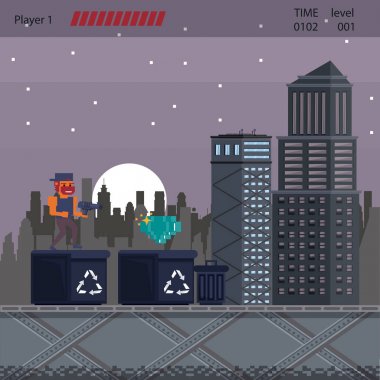 Pixelated kentsel videogame sahne