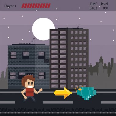 Pixelated kentsel videogame sahne