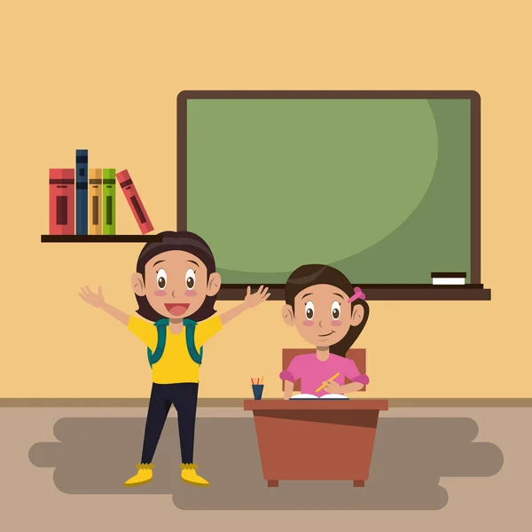 Crianças estudantes em sala de aula — Vetor de Stock