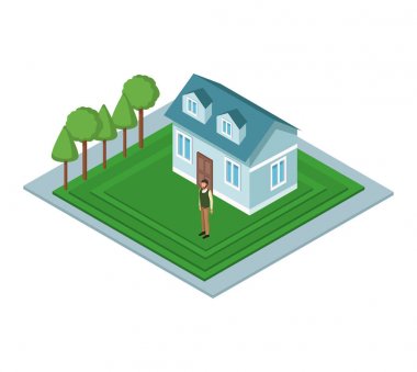 İnsanlar ile izometrik ev