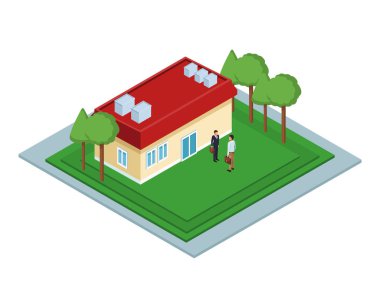 İnsanlar ile izometrik ev