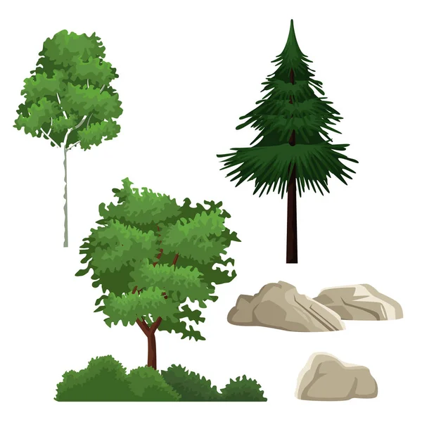 Trees and bushes — Stock Vector