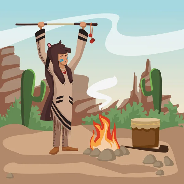 American indian met speer — Stockvector