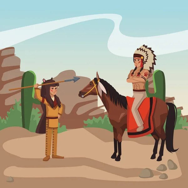 Kızılderili savaşçı kabile — Stok Vektör