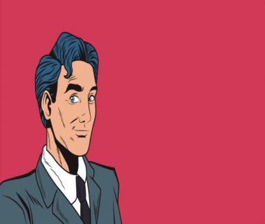 Pop art işadamı ile telefon Hd animasyon