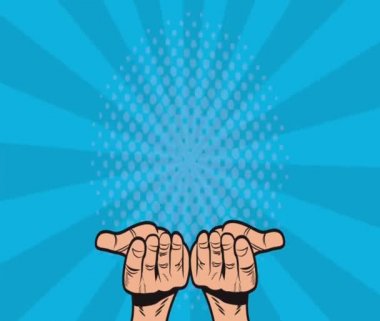 Pop art bir hediye kutusu Hd animasyon tutan eller