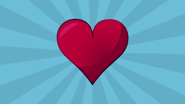 Pop-art srdce kreslené Hd rozlišení — Stock video