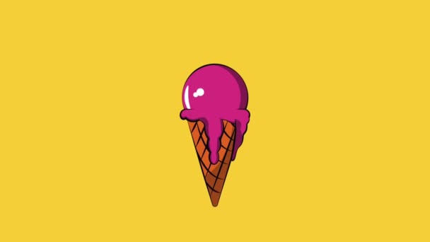 Pop art gelato delizioso cono crema HD definizione — Video Stock