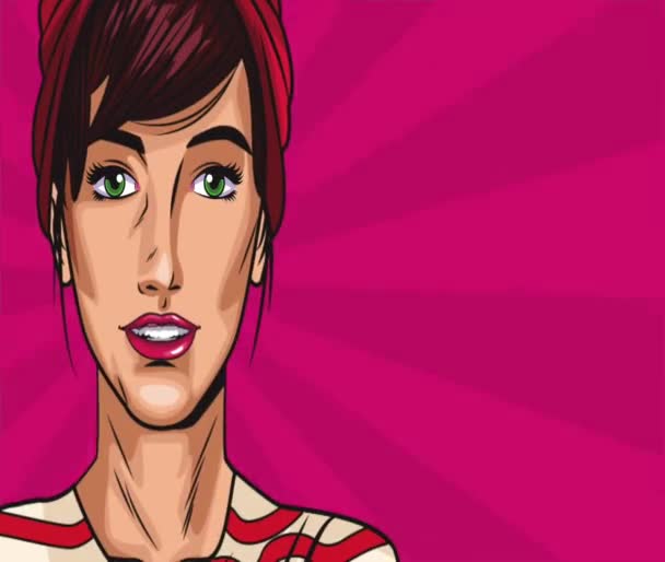 Belle femme pop art animation HD — Video