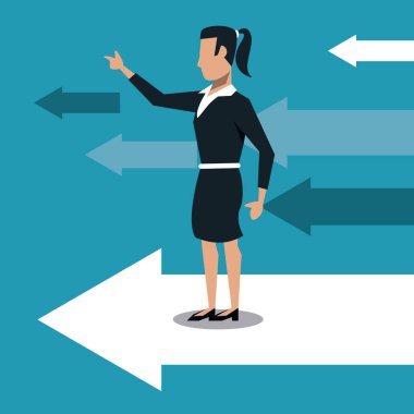 İş kadını ilerici oklar üzerinde