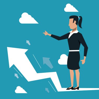 İş kadını ilerici oklar üzerinde