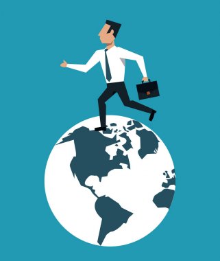 Dünya üzerinde çalışan iş adamı