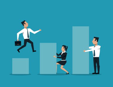 İş insanlar karikatür istatistikleri çubuklarındaki