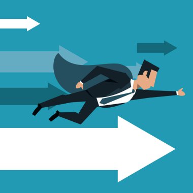 Süper kahraman kap ile uçan işadamı