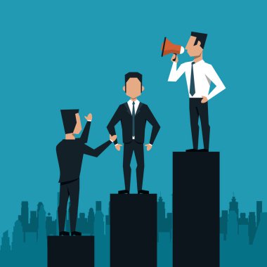 Businessmens istatistik çubukları üzerinde