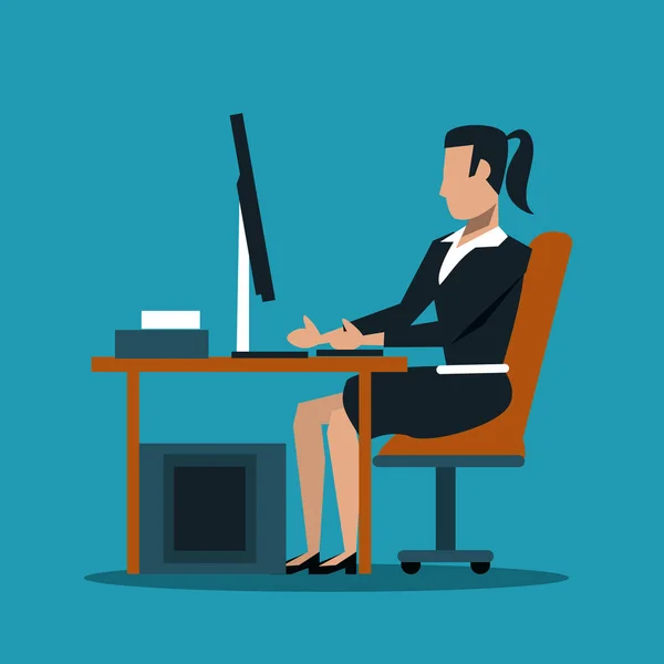 Femme d'affaires au bureau — Image vectorielle