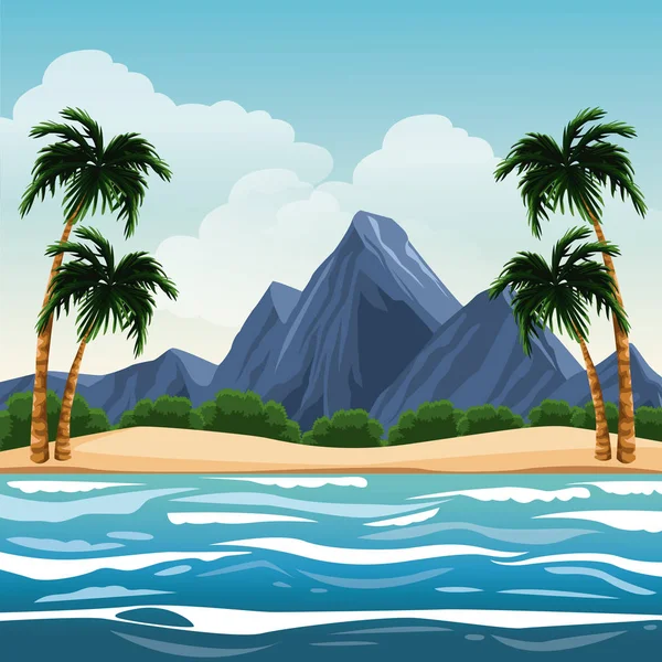 Gyönyörű sziget rajzfilm — Stock Vector