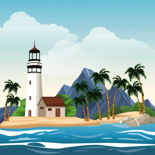 Beautiful island cartoon — Stock Vector