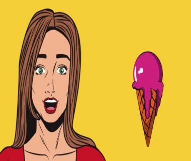 Pop art kadın dondurma Hd animasyon ile