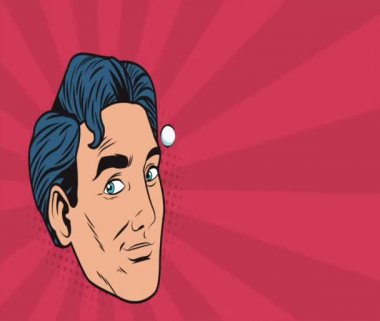 Pop art adam yüz videogames Hd animasyon düşünme