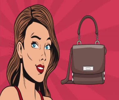 Pop art güzel kadına romantik hediyeler Hd animasyon