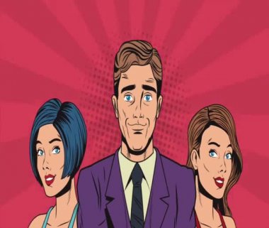 Pop art işadamı güzel kadın Hd animasyon ile