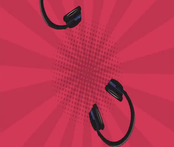 Music headphones raining HD animation — Stock Video